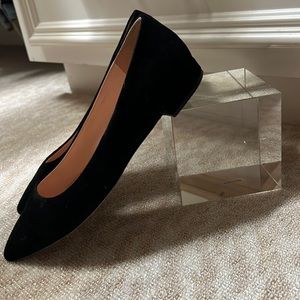 J. Crew Black Suede Pointed Ballet Flats
